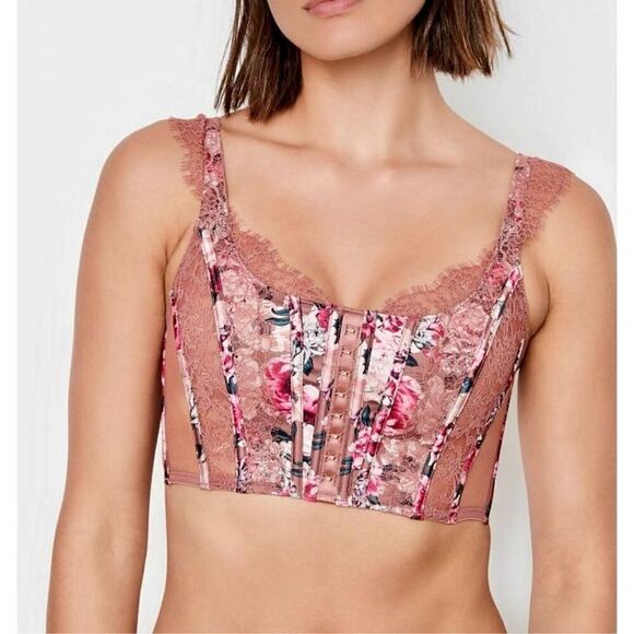 Victoria’s Secret VS Dream Angels Lace Corset Bra Top in Vintage Rose Bloom size - Picture 1 of 7